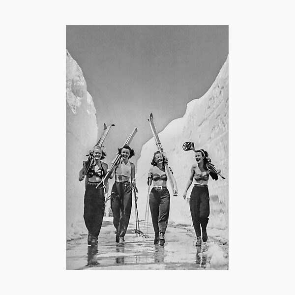 Girls Gone Skiing Vintage Photographic Print