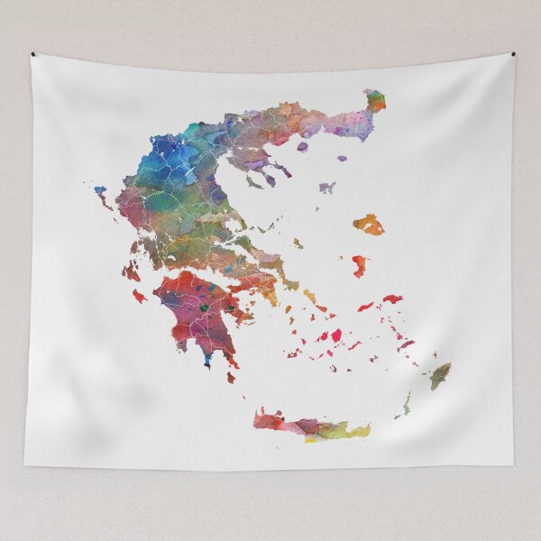 Item preview, Greece Map Watercolor by Zouzonio designed and sold by zouzounioart.