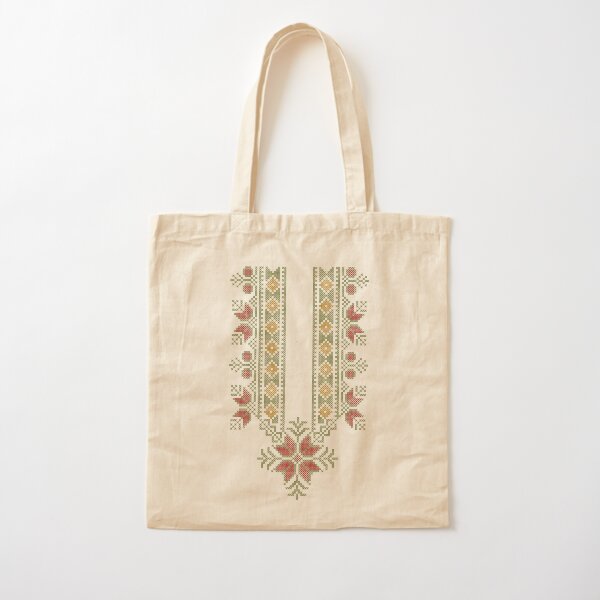 Colorfully Embroidered Tote Bag with Jerusalem Design, Zippered Fabric