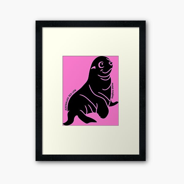 Australian Sea-Lion. Iconic Australian Animal. Silhouette. Framed Art Print