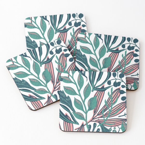 Item preview, Green and Pink Leaves Pattern designed and sold by Pique-Interest.