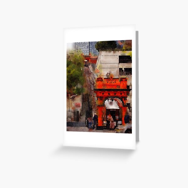 Angels Flight, Los Angeles, California Watercolor Greeting Card