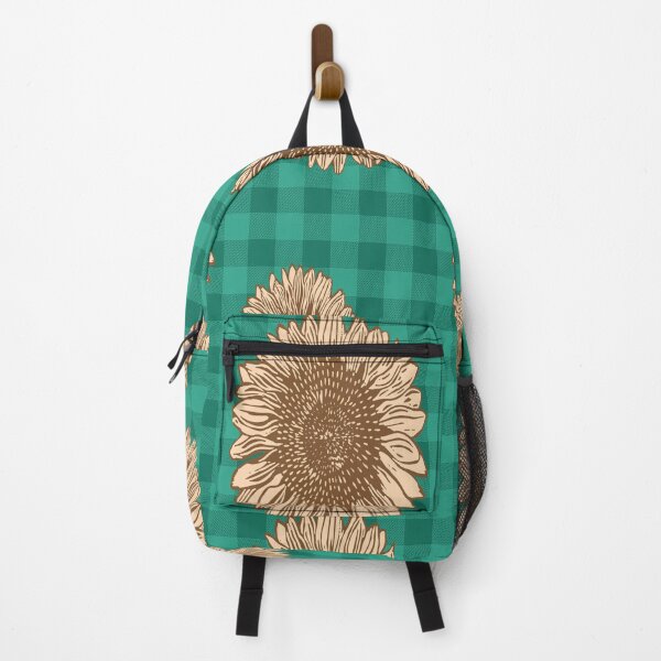 Item preview, Teal Green Buffalo Plaid & Summer Sunflowers designed and sold by Tamas Das.