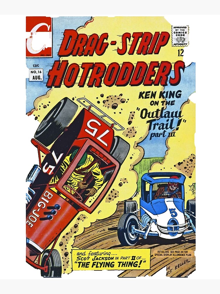 "Vintage Hot Rod Cars Crash Comic Book Cover Artwork" Poster by