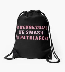 On Wednesdays We Smash The Patriarchy Drawstring Bag
