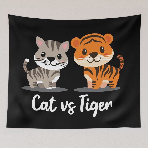 Item preview, Cute Cat vs Tiger Design designed and sold by PuddleofStars.