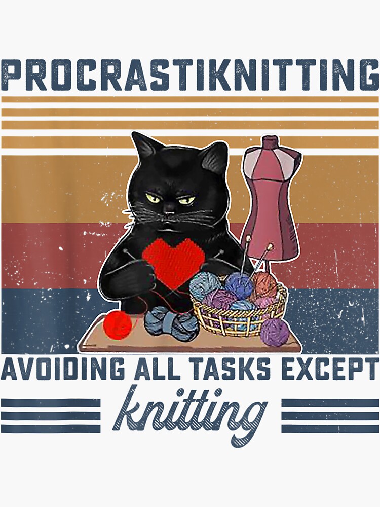 "Funny Procrastiknitting Knitting Lover Gag Gift Definition " Sticker