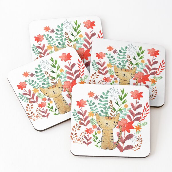 Item preview, Cute Ginger Cat among Colorful Flowers designed and sold by TangledSquid.