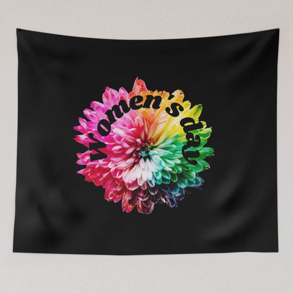 Item preview, Women's day with a very colourful flower - black text  designed and sold by AnnaBBS.