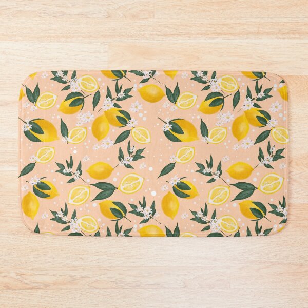 Item preview, Yellow lemon pattern in light orange background  designed and sold by AKart19.
