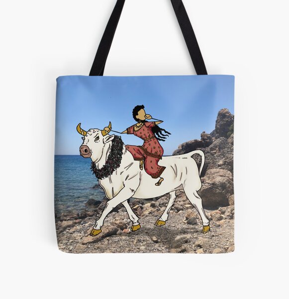 Europa, Princess of Tyre, Mother of Minos - and the Bull Zeus - leaving Crete All Over Print Tote Bag