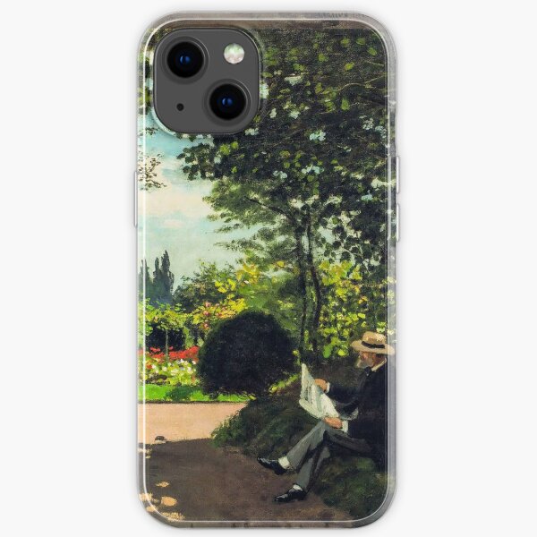 Adolphe Monet Reading in the Garden by Claude Monet  iPhone Soft Case