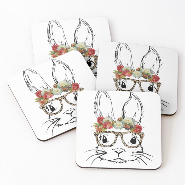 Item preview, Womens Gift for Teen Girls Easter Bunny with Glasses Leopard Print designed and sold by vickiknopp.