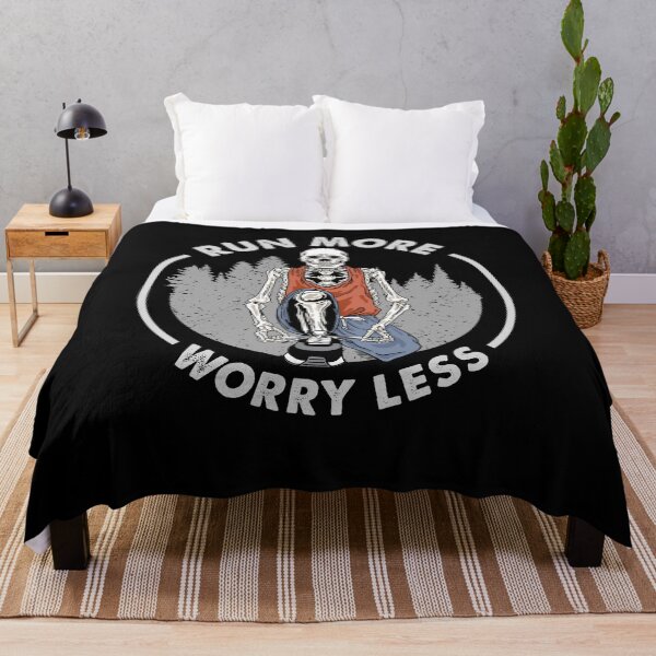 Item preview, Run more worry less skeleton running shirt designed and sold by lisajnelsond.