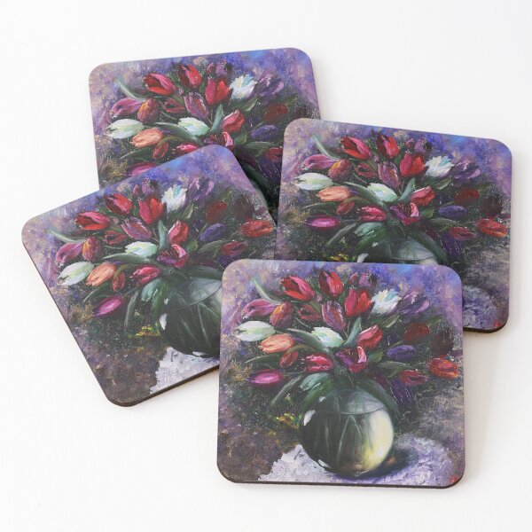 Item preview, Pintura al óleo Decoración para el hogar Tulipanes abstractos Flores en un jarrón Naturaleza muerta moderna Arte de pared sobre lienzo Pintura de arte floral Pintura al óleo original designed and sold by HelenBerkArt.