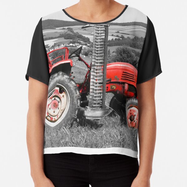 Red old tractor Chiffon Top