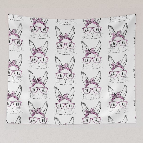 Item preview, Cute Bunny Face Shirt Leopard Print Glasses EASTER designed and sold by vickiknopp.