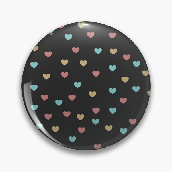 Item preview, Cute little red, yellow and turquoise blue heart shapes pattern with dark grey background designed and sold by CiniArt.