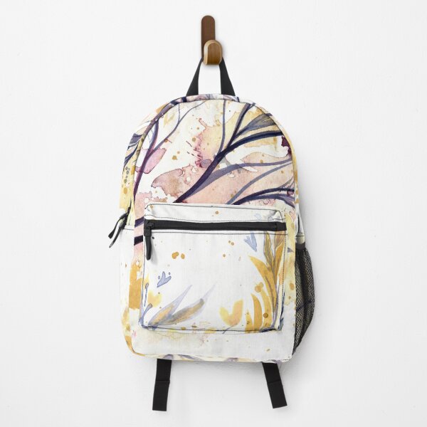 Item preview, Memories of Spring - watercolour painting of flowers and leaves in purple and gold designed and sold by klbailey.