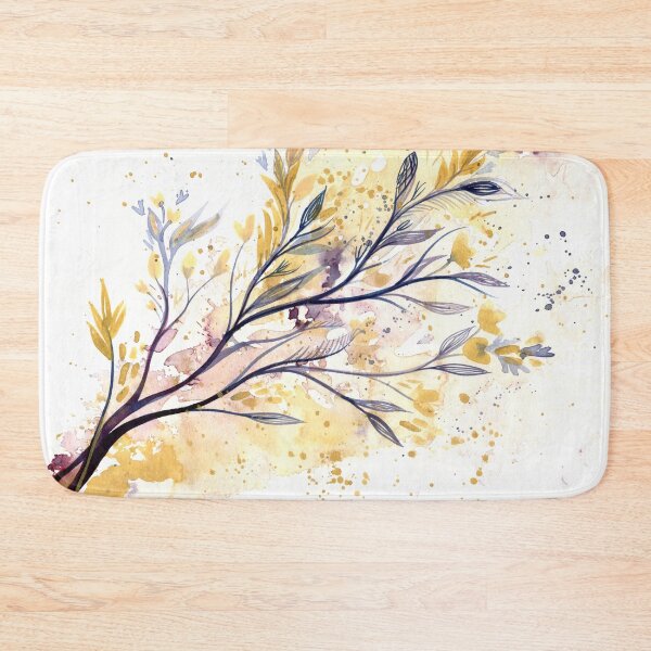 Item preview, Memories of Spring - watercolour painting of flowers and leaves in purple and gold designed and sold by klbailey.