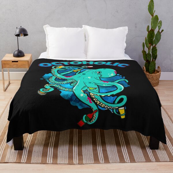 Item preview, Octoholic Funny Octopus Drinking designed and sold by ANABARRIOS.