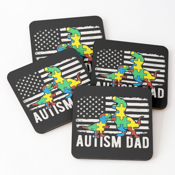 Item preview, T Rex Autism Dad Dinosaur In Puzzles Autism Awareness American Flag For Proud Autism Father designed and sold by alenaz.