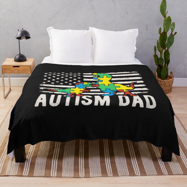 Item preview, T Rex Autism Dad Dinosaur In Puzzles Autism Awareness American Flag For Proud Autism Father designed and sold by alenaz.