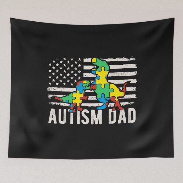 Item preview, T Rex Autism Dad Dinosaur In Puzzles Autism Awareness American Flag For Proud Autism Father designed and sold by alenaz.