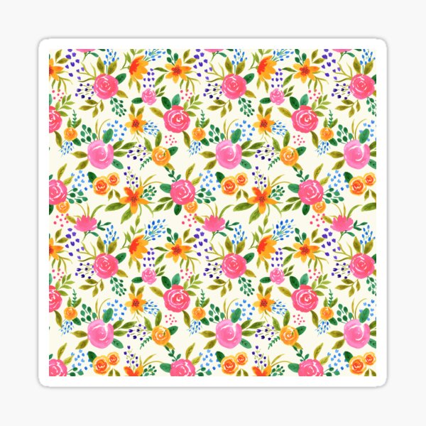 Spring Burst - Colorful Watercolor Floral Pattern Sticker