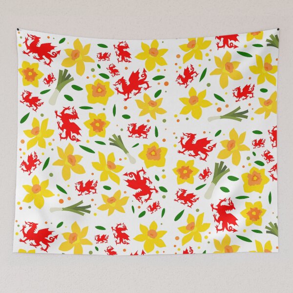 Item preview, Wales Floral Pattern - Welsh Dragon, Daffodils and Leek designed and sold by juvajay.