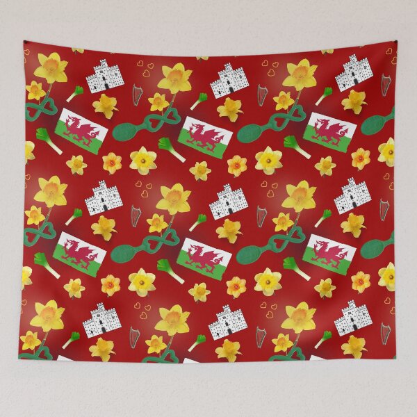 Item preview, Wales Cymru daffodils and dragons pattern designed and sold by chihuahuashower.