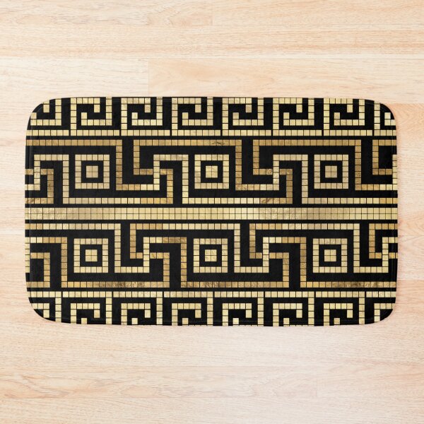 Item preview, Mosaic Greek Meander Greek Key Black and Gold  designed and sold by k9printart.
