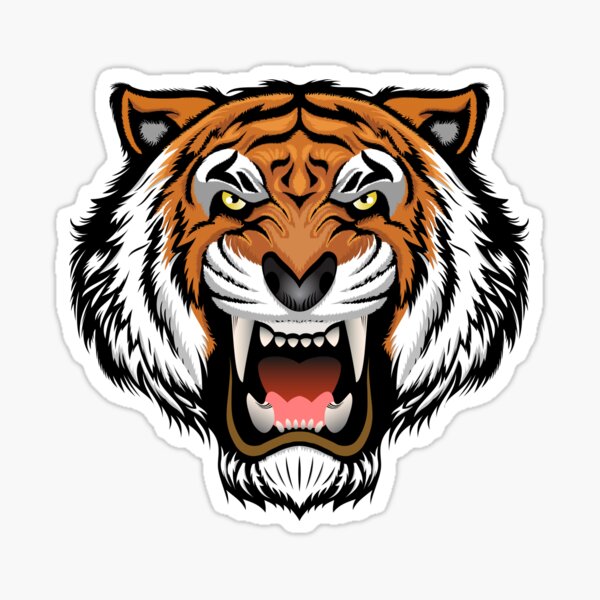 Tiger angry reaction expresion facial emoji vector. Jungle cat animal evil  mad face bares teeth. Crazy smile with negative emotion. Frustrated anger e  Stock Vector Image & Art - Alamy