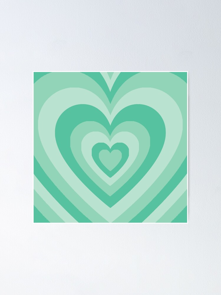 "green retro heart" Poster for Sale by osnapitzami Redbubble
