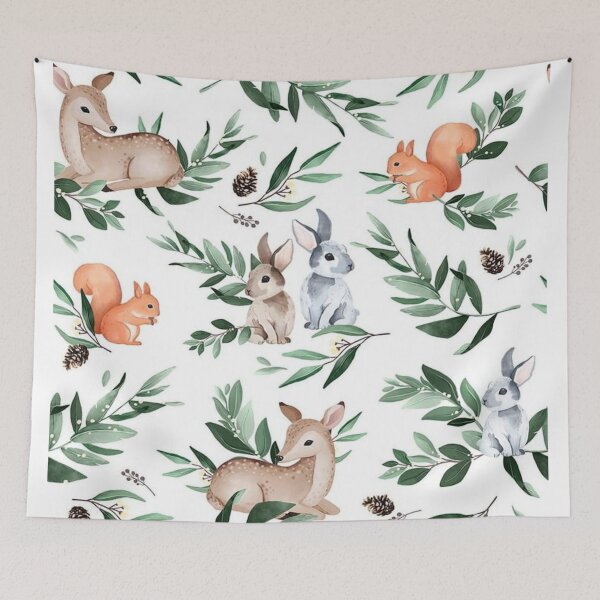 Item preview, Forest fabric, Deer fabric, Premium Cotton Fabric, Fabric for kids, Fabric by metre, Cotton fabric for kids, Woodland animal fabric designed and sold by wardrop24.