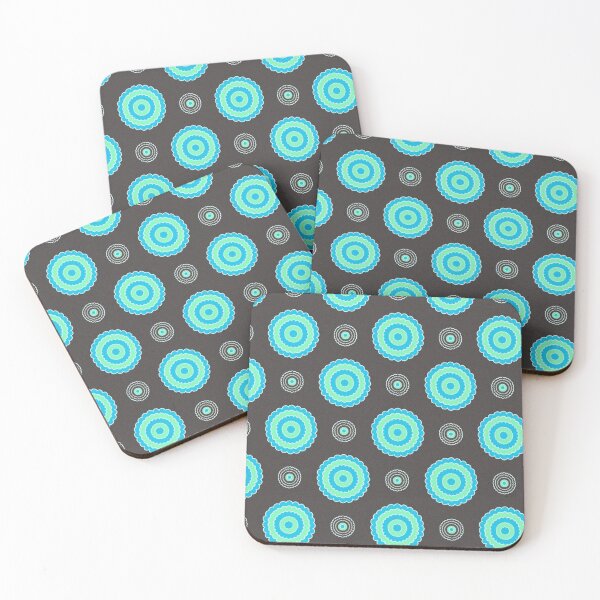Item preview, Flower Circle Pattern in Aqua Blue and Black Design 629 designed and sold by Artnigel.