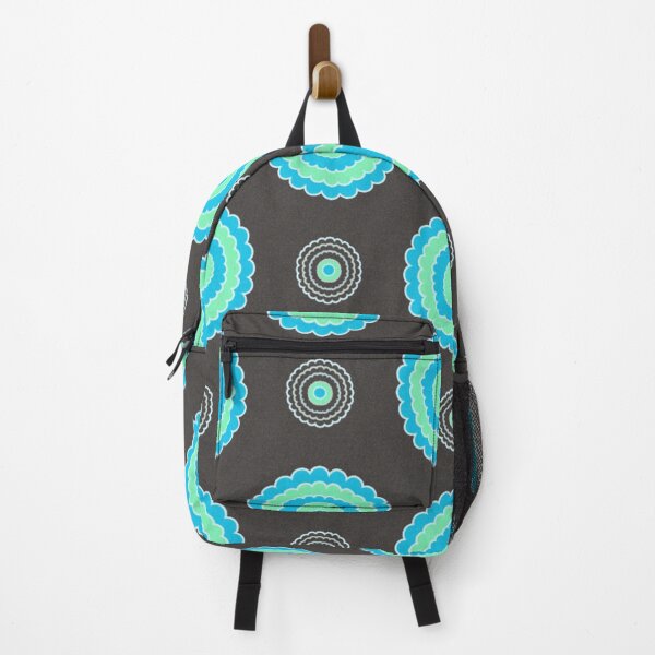 Item preview, Flower Circle Pattern in Aqua Blue and Black Design 629 designed and sold by Artnigel.