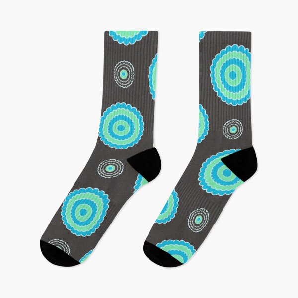 Item preview, Flower Circle Pattern in Aqua Blue and Black Design 629 designed and sold by Artnigel.