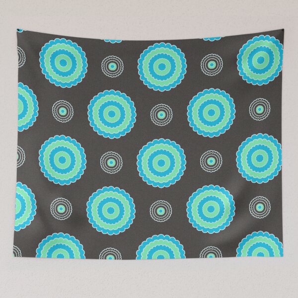 Item preview, Flower Circle Pattern in Aqua Blue and Black Design 629 designed and sold by Artnigel.