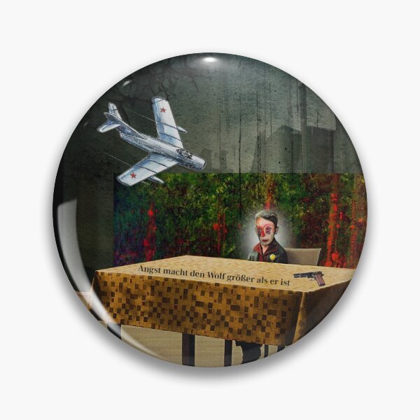 Item preview, German Boy at Table with Gun with Mig Jet and Moon with Birds designed and sold by KALEIDOSCOPE UK.