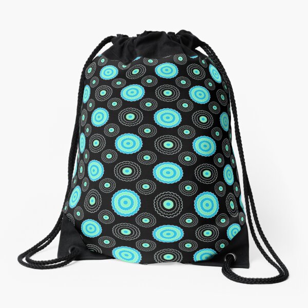 Aperçu de l'œuvre Motif de cercle de fleurs dans la conception bleu aqua et noir 631 créée et vendue par Artnigel.