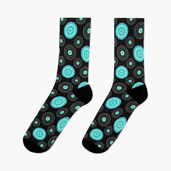Item preview, Flower Circle Pattern in Aqua Blue and Black Design 631 designed and sold by Artnigel.