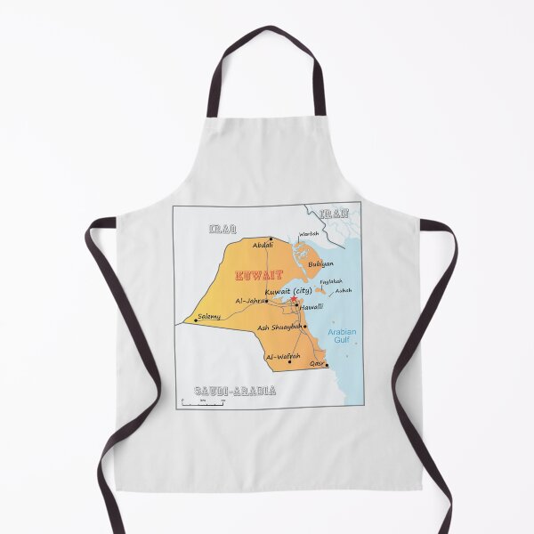 Item preview, Kuwait map with surrounding countries with international borders, governorate capitals, major cities, and main roads designed and sold by mashmosh.