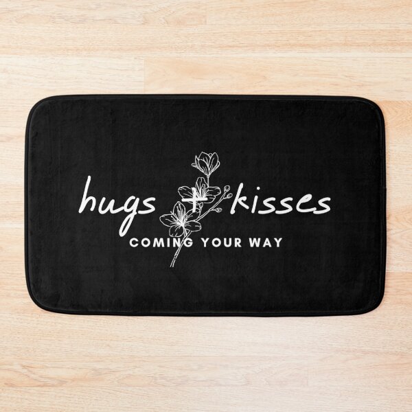 Item preview, hugs+kisses coming you way quote with white flower designed and sold by Doucheka.