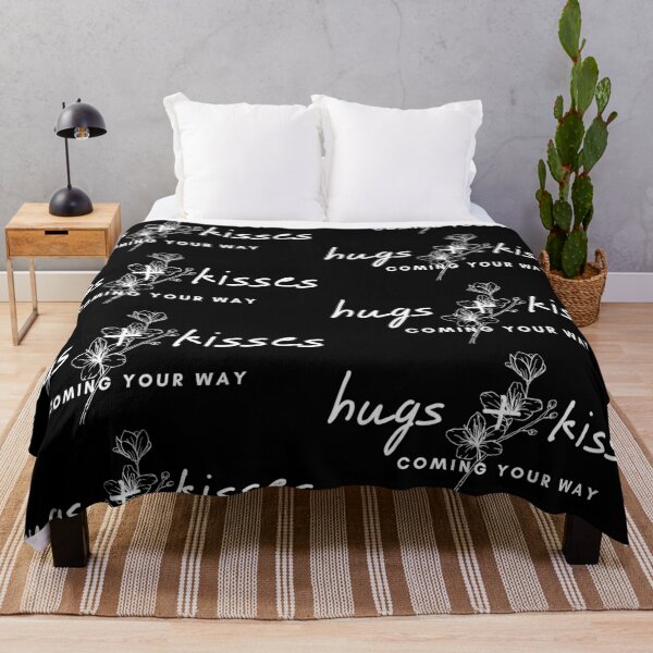 Item preview, hugs+kisses coming you way quote with white flower designed and sold by Doucheka.