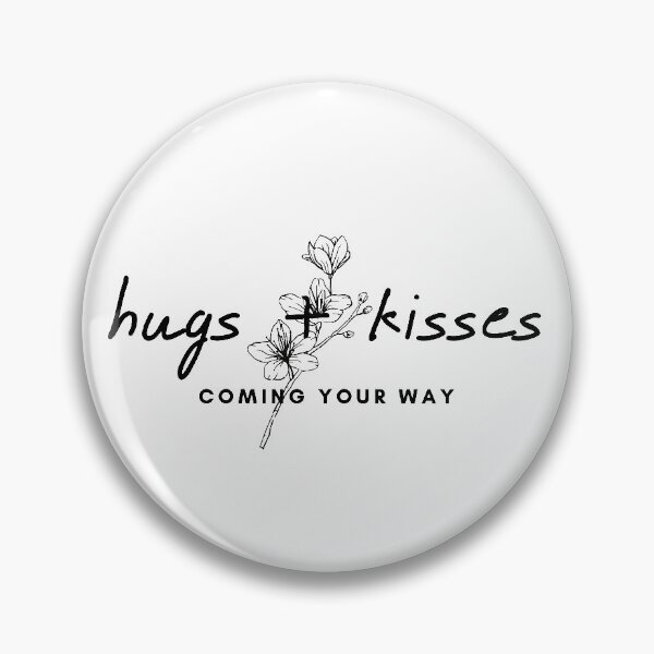 Item preview, hugs+kisses coming you way quote with white flower (black) designed and sold by Doucheka.