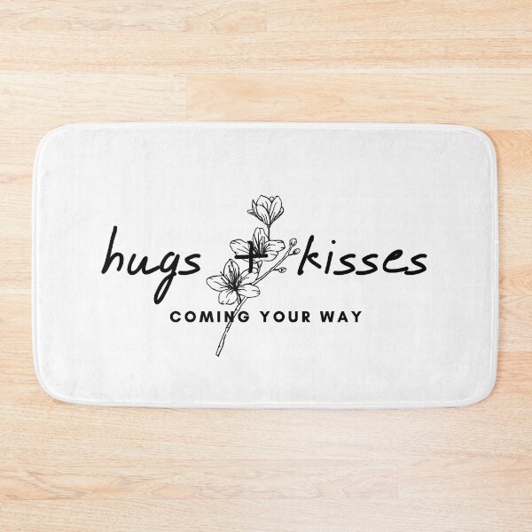 Item preview, hugs+kisses coming you way quote with white flower (black) designed and sold by Doucheka.