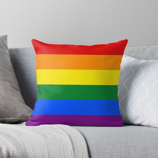 Multicolor Buckle Down Flag Bear Pride2 Brown/Orange/Yellow/Tan/White/Gray/Black Throw Pillow