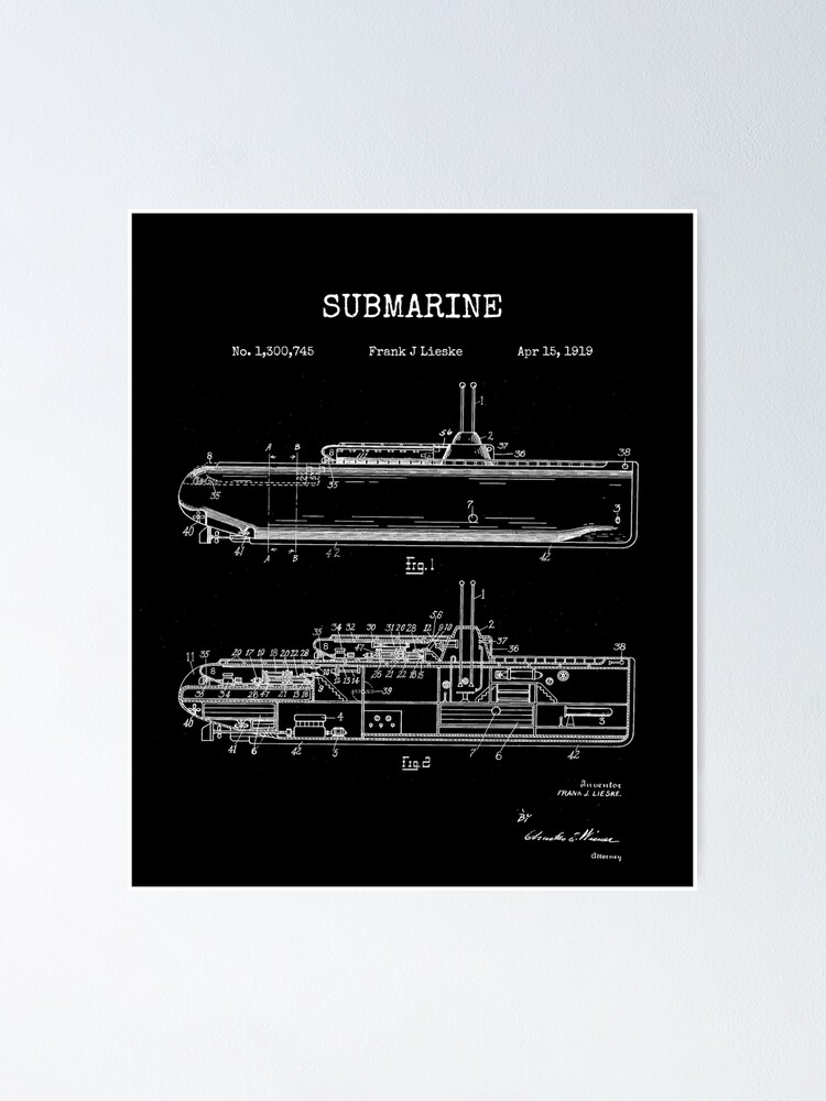 Vintage Blueprint - Submarine | Poster