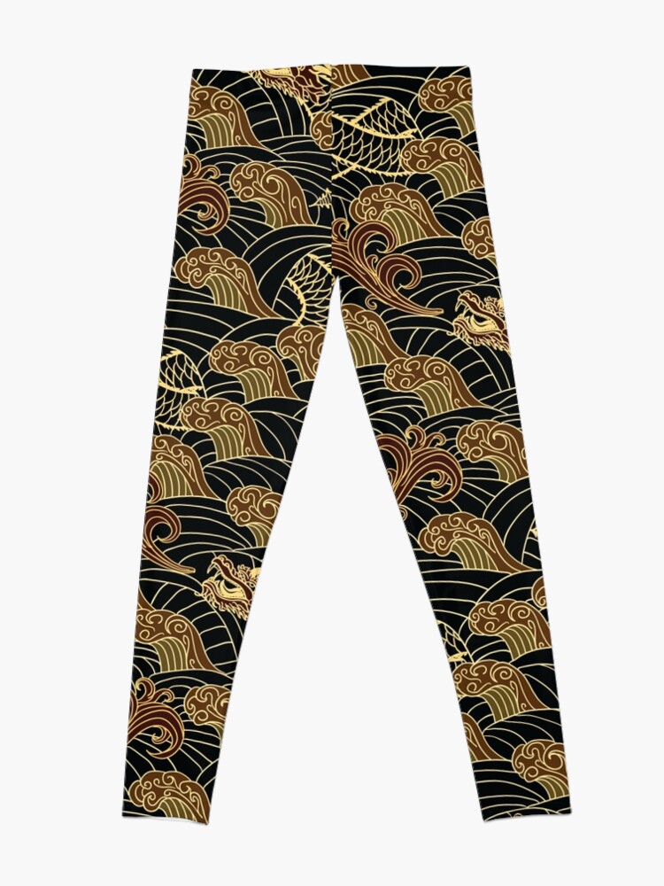 Alternate view of Oriental traditional asian dragons seamless pattern Leggings